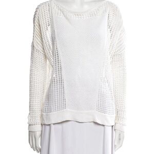 Helmut Lang  White Mesh Knit Sweater